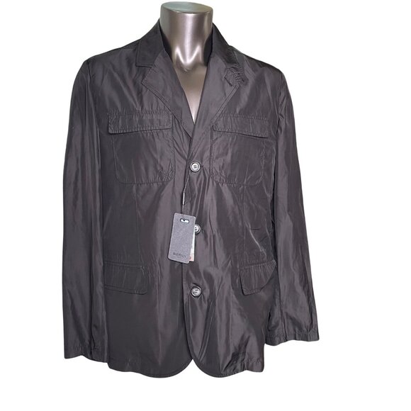 Mens Blazer Jacket Lightweight Waterproof Coat Black New with Tags Size Large  u - Picture 1 of 11